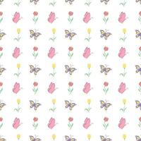 Seamless butterfly pattern. Drawn butterfly background vector