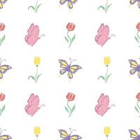 Seamless butterfly pattern. Drawn butterfly background vector