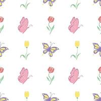 Seamless butterfly pattern. Drawn butterfly background vector