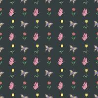 Seamless butterfly pattern. Drawn butterfly background vector