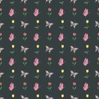 Seamless butterfly pattern. Drawn butterfly background vector