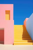 Colorful buildings minimal abstract design, AI Generated photo