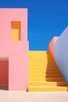 Colorful buildings minimal abstract design, photo