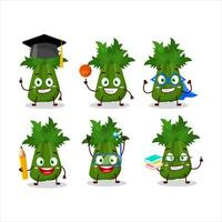 School student of celery cartoon character with various expressions vector