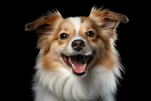 cute dog on black background, AI Generated photo