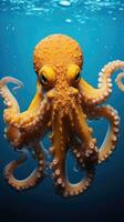 colorful octopus on a coral reef, underwater . AI Generated photo