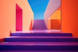 Colorful buildings minimal abstract design, AI Generated photo