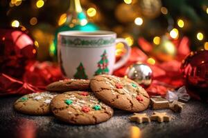 Navidad galletas y cacao, ai generativo foto