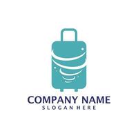 Tornado with Suitcase logo design vector. Suitcase logo design template concept vector