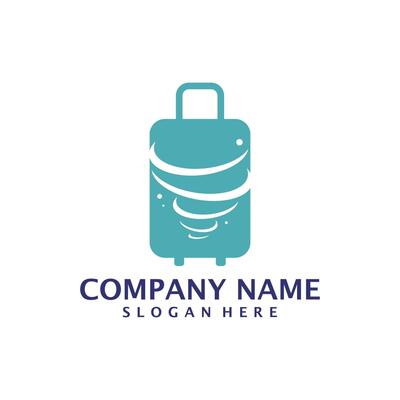 Tornado with Suitcase logo design vector. Suitcase logo design template concept