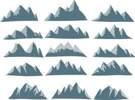 icons pack mountain silhouette for wildlife adventure vector