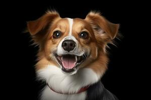 cute dog on black background, AI Generated photo