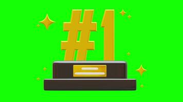 troféu número 1º animação com verde tela fundo video
