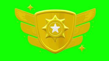 d'or étoile médaille pop en haut animation avec vert écran Contexte. video