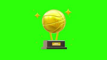 baloncesto trofeo animación con verde pantalla video