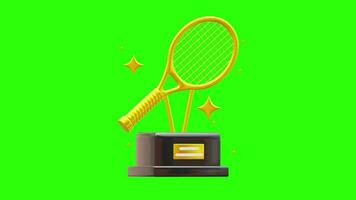 Tennis trophy animation with green screen video