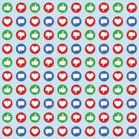 thumbs up, down, Heart and comment symbols pattern vector illustration