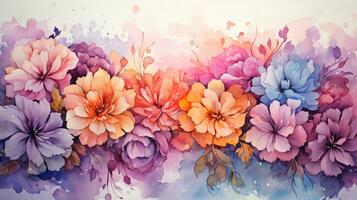 Watercolor style colorful floral background photo