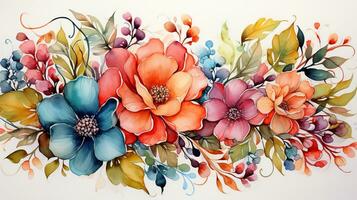 Watercolor style colorful floral background photo