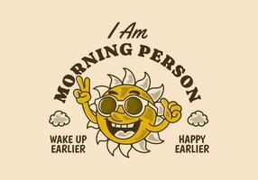 yo a.m Mañana persona, mascota personaje diseño de un Dom vistiendo Gafas de sol con contento expresión vector