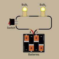 Two Light Bulbs Connected in Series with a Single Switch vector