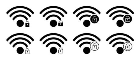 wifi icon set and lock symbol. network security concept, vector for app and web.