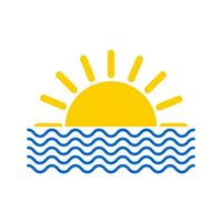 Yellow sun with rays and waves isolated on a white background. Vector. vector