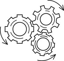 Metal gears. Flat gear icon design. Logo on the wheels of the mechanism. A gear icon, a gear wheel, an engine circle, a web symbol in the form of a thin line on a white background. vector