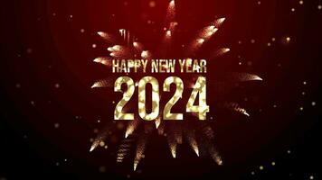 contento nuevo año 2024 celebracion, dorado texto animación antecedentes video