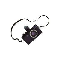 Camera in cartoon style. Photo camera with a lens for traveling, taking photos. vector