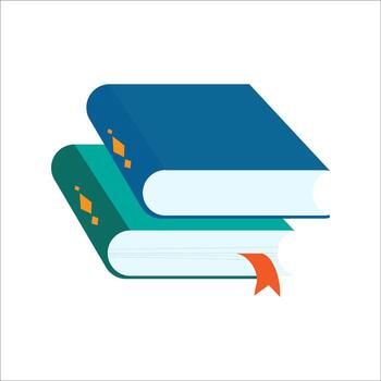 two books lie on top of each other. Bookmarked textbook. A stack of books. vector