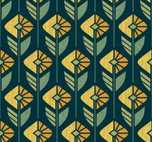 EMERALD VECTOR SEAMLESS BACKGROUND WITH GEOMETRIC YELLOW ORANGE COLORS IN ART DECO STYLE