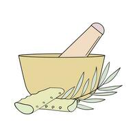 Aloe and herbs making face mask at home. Skin care products icon vector