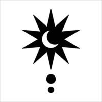 Moon in a star exclamation point. Mystic and esoteric simple icon vector