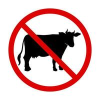 Cow icon prohibited. Prohibition of the use of milk or dairy products, beef. Or the cow passage is closed. vector