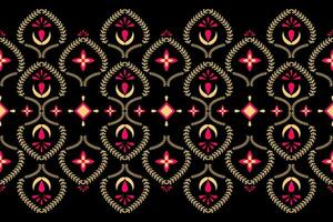 ethnic geometric seamless pattern. Geometric black background. Design for fabric, clothes, decorative paper, wrapping, textile, embroidery, illustration, vector, floral pattern vector
