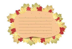 Sticker for a message with autumn leaves vector