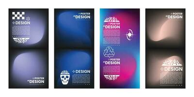 Abstract Geometric Poster Design Template in Trendy dark and bright colors vector