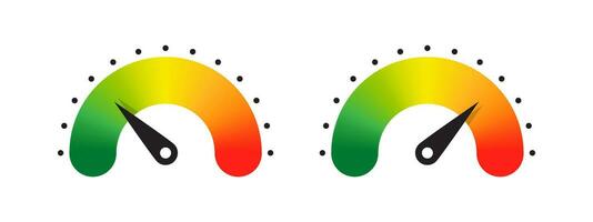 Speedometer, gauge meter icons. Risk Gauge Scale. Performance indicator. Vector scalable graphics