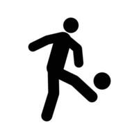 pictografía icono de persona pateando pelota vector