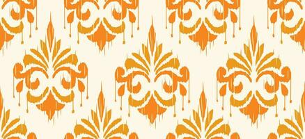 motivo étnico hecho a mano hermosa ikat Arte impresión. étnico resumen floral naranja color antecedentes Arte gente bordado, indio, Asia, marroquí, pavo, damasco y conopial estilo. impreso tela Arte ornamento. vector