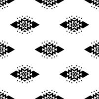 Seamless ethnic repeat pattern. Tribal background design with abstract geometric shapes. Folk decoration style. Black and white colors. Design for textile, fabric, curtain, rug, shirt, frame. vector