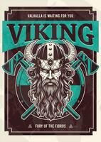 vikingo con hachas impresión diseño vector