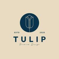 tulip flower line art  logo minimalist template icon vector  illustration design