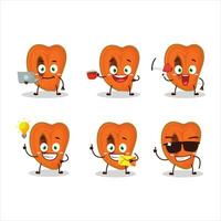 Slice of zapote cartoon character with various types of business emoticons vector