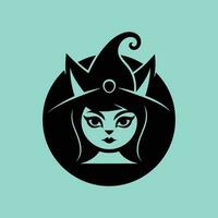 WitchFace with Pointed Hat on Teal Background vector