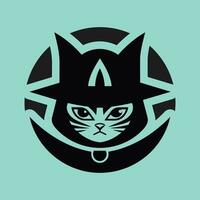 Black and White Cat in Blue Background vector