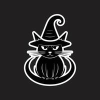 gruñón gato en bruja sombrero vector