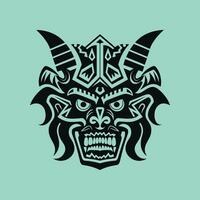 Fierce Tribal Mask with Intricate Patterns vector