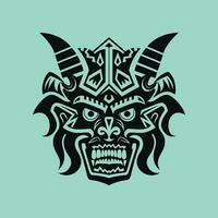 Fierce Tribal Mask with Intricate Patterns vector